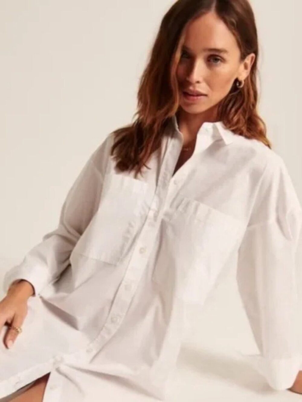Abercrombie & Fitch White Oversized Shirt Dress – Button Down | NWOT | Size S